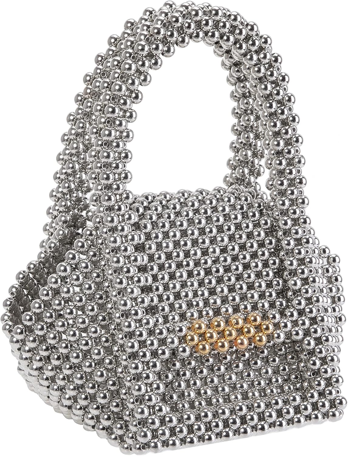 YUSHINY Small Acrylic Beaded Handbag Gold Stick Closure Cube Clutch for Wedding Evening Party