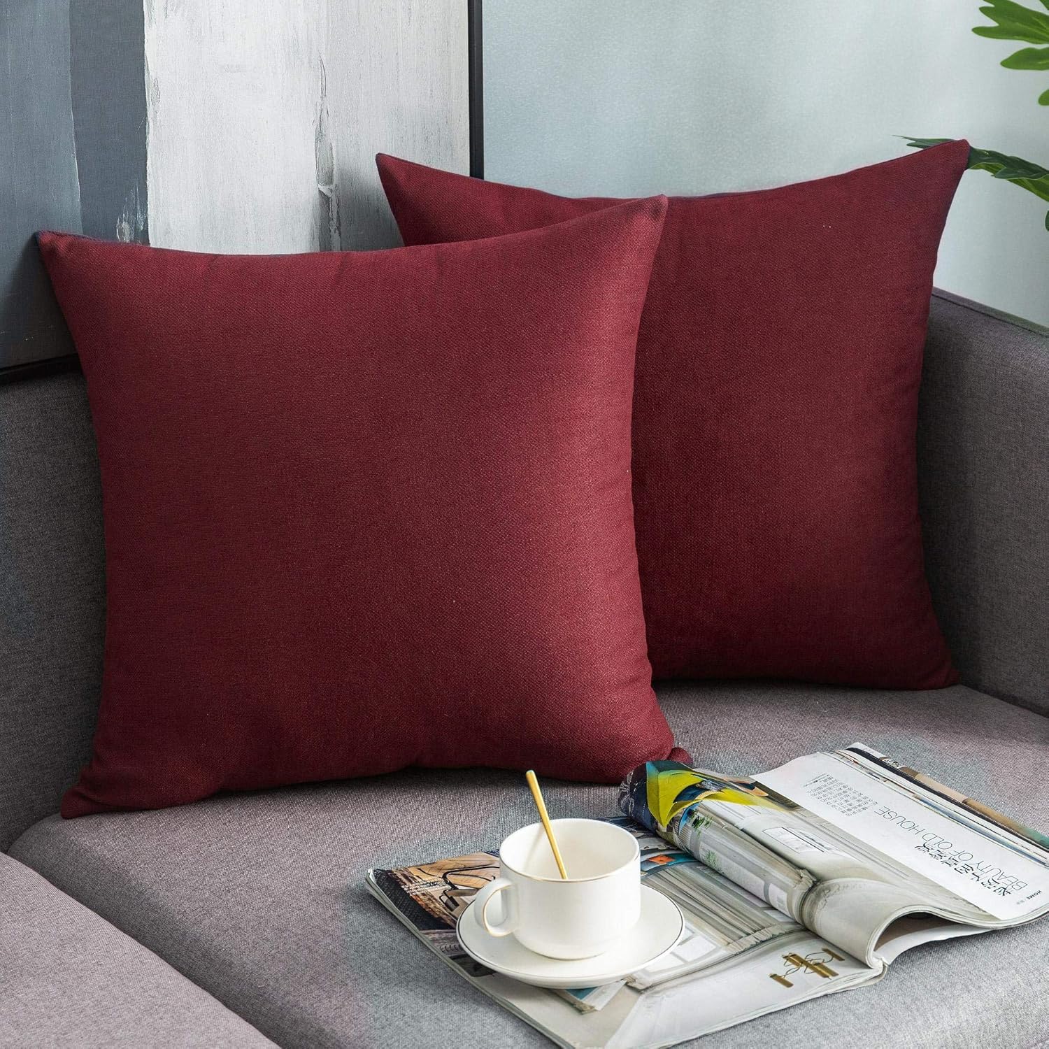 Lipo Chenille Pillow Covers 18x18 Set of 2 Decorative Euro