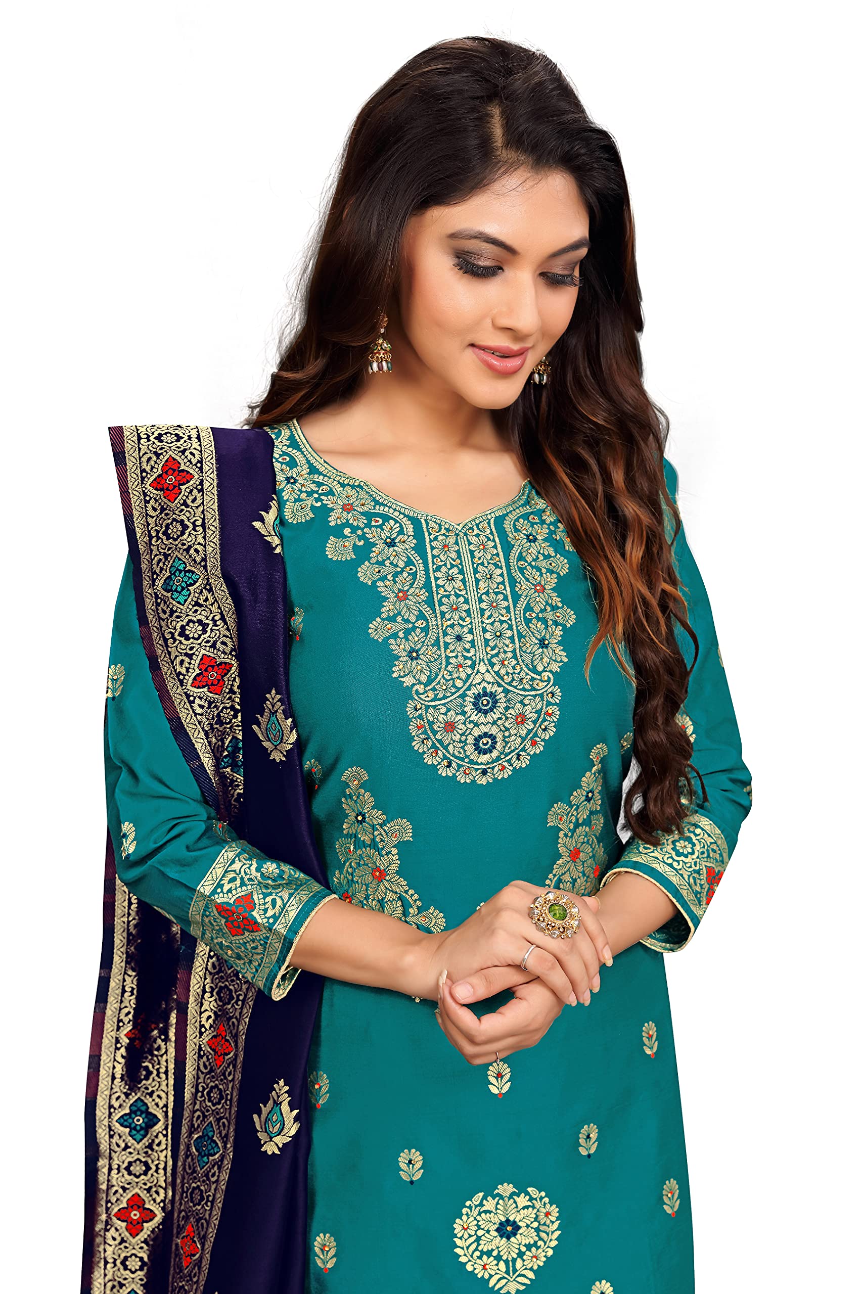 TRENDMALLS Abito da donna in seta Salwar Set cucito indiano pakistano abito etnico da sposa pronto da indossare