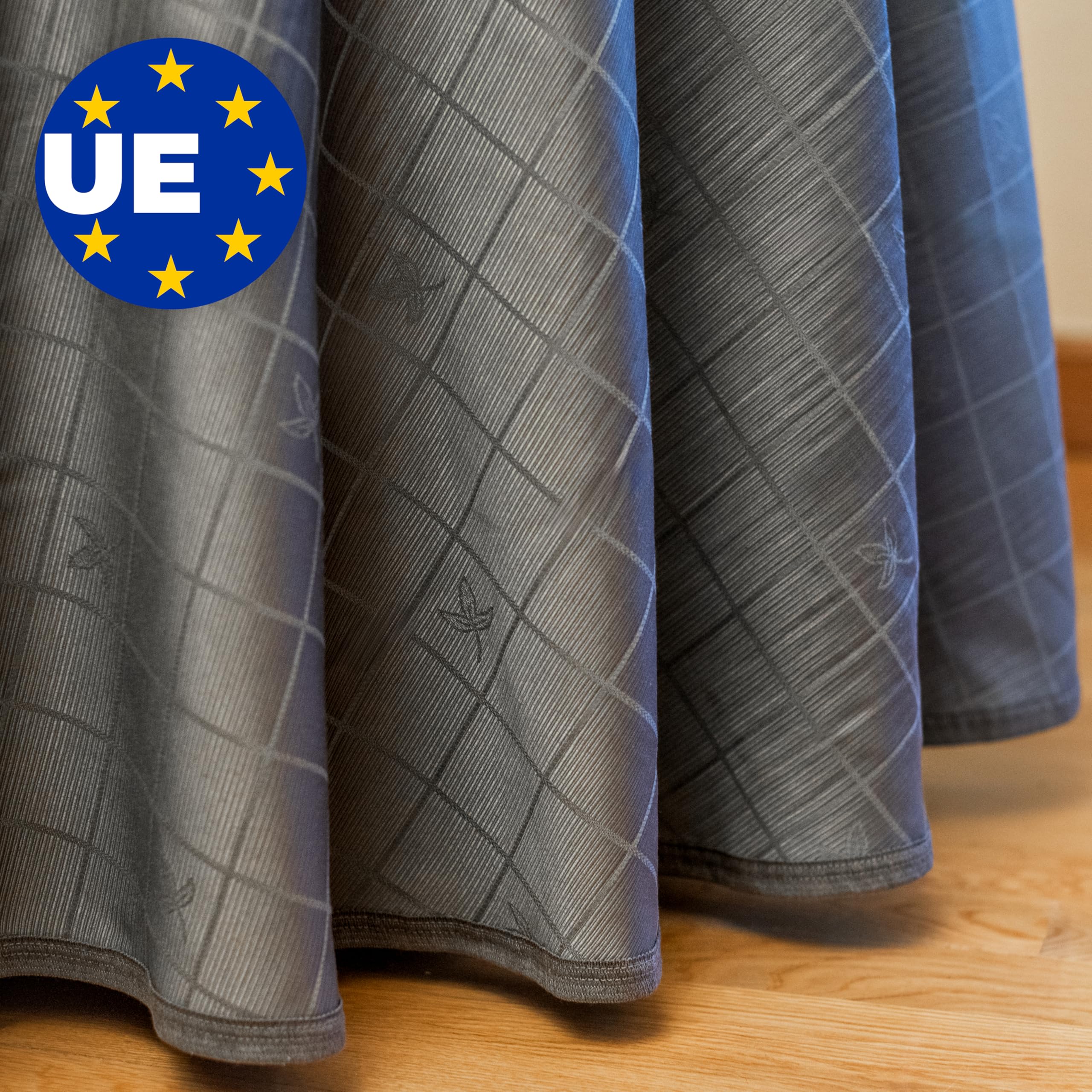 Tovaglia Rotonda Grande 100 Fatto in Europa al 100% con Cotone, Copritavolo Moderno Elegante Tessuto Jacquard di Pregio, Copri Tavolo Soggiorno Cucina (Tovaglia Diametro 250cm, Grigio)