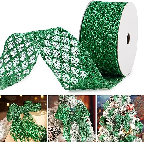 Miniatura 9 de Cinta roja de Navidad con alambre de 2.5 pulgadas x 10 yardas, cinta roja con alambre para decoración de Navidad, cinta roja para árbol de Navidad,