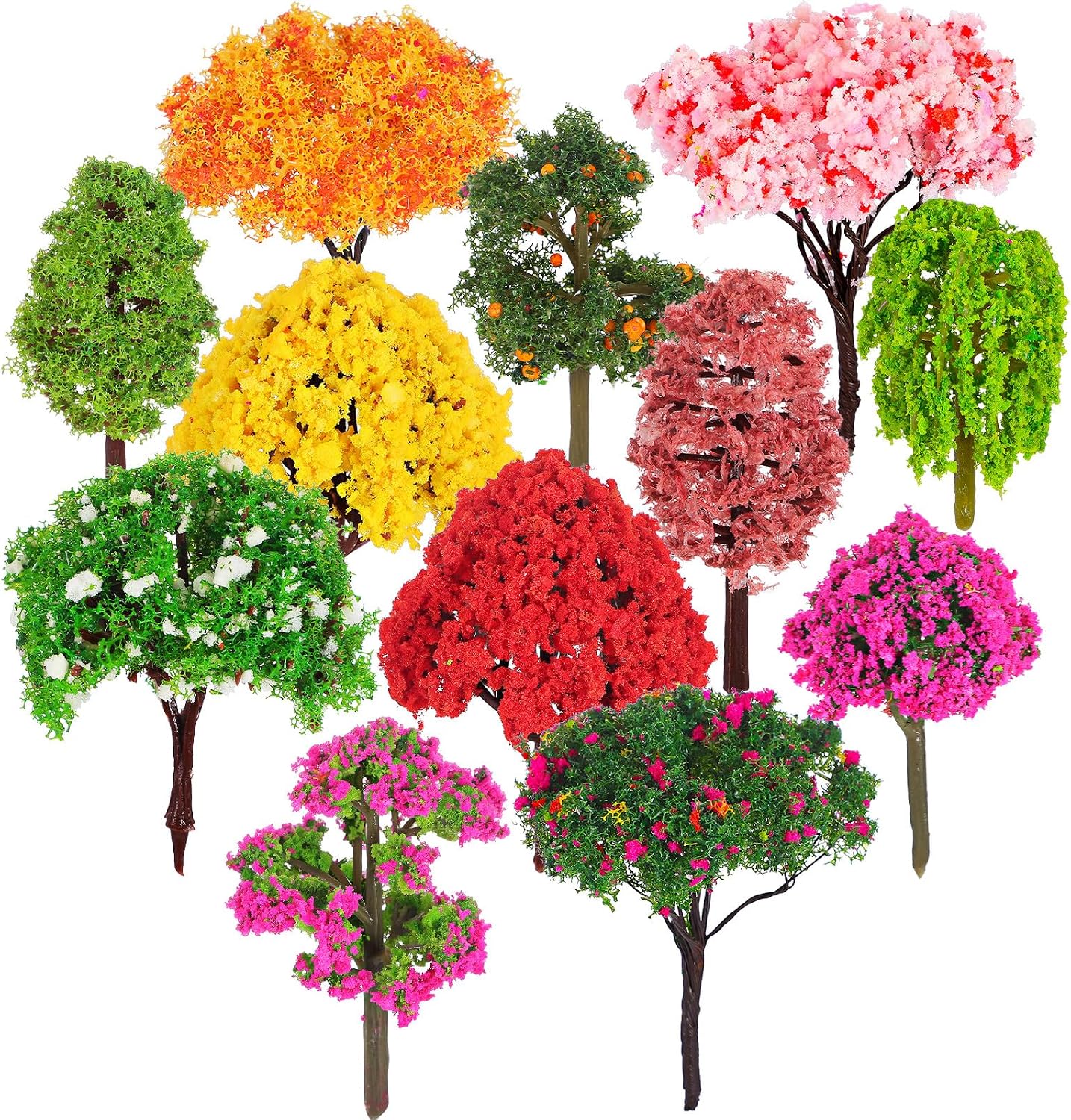 12 Pcs Miniature Fake Trees for Fairy Garden Supplies Model Train Railway Scenery DIY Craft Table Ornaments
