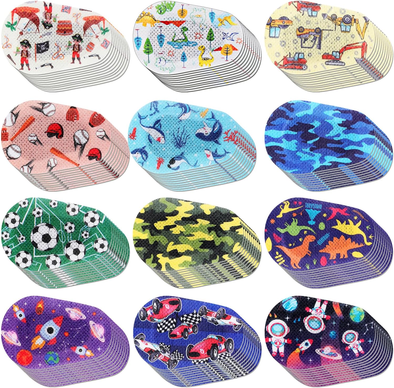 120 Pcs Adhesive Eye Patches for Kids Boys, 12 Styles Eye Patches Cute Boys Toddler Patch Bandages