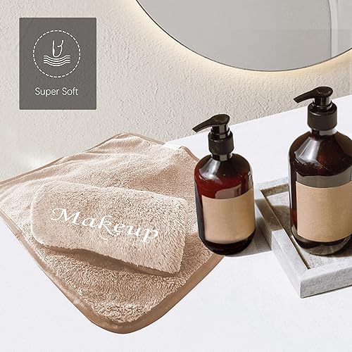 Miniatura 4 de Cosy Family Paquete de 10 paños de lavado desmaquillantes  Paños de limpieza facial de microfibra suave para manos y maquillaje, 12 x 12 pulgadas,