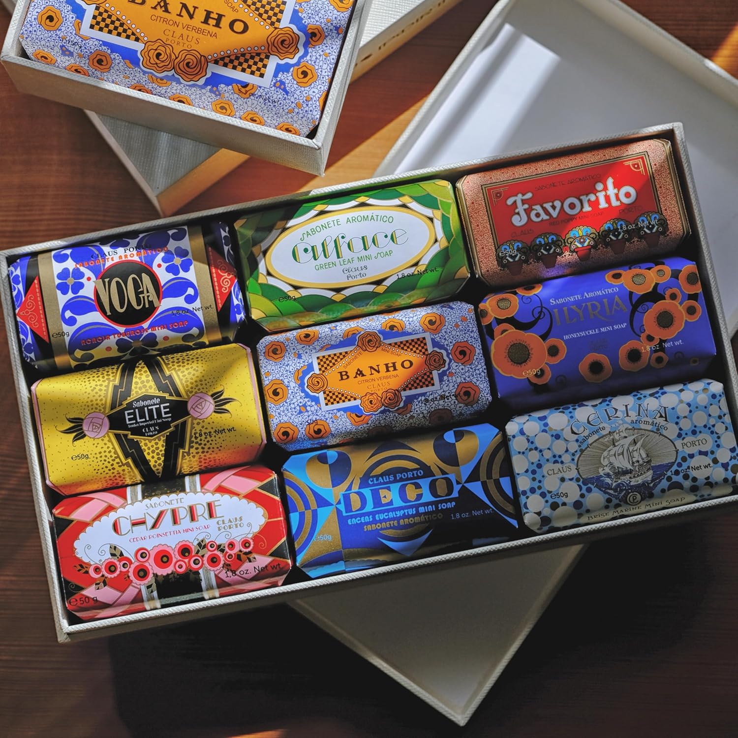 Claus Porto - Deco Gift Box with 9 Mini Soaps | Luxurious, Smooth, Creamy Enriched with Shea Oil | Handcrafted, Aromatic, House Warming Gift (50g each)