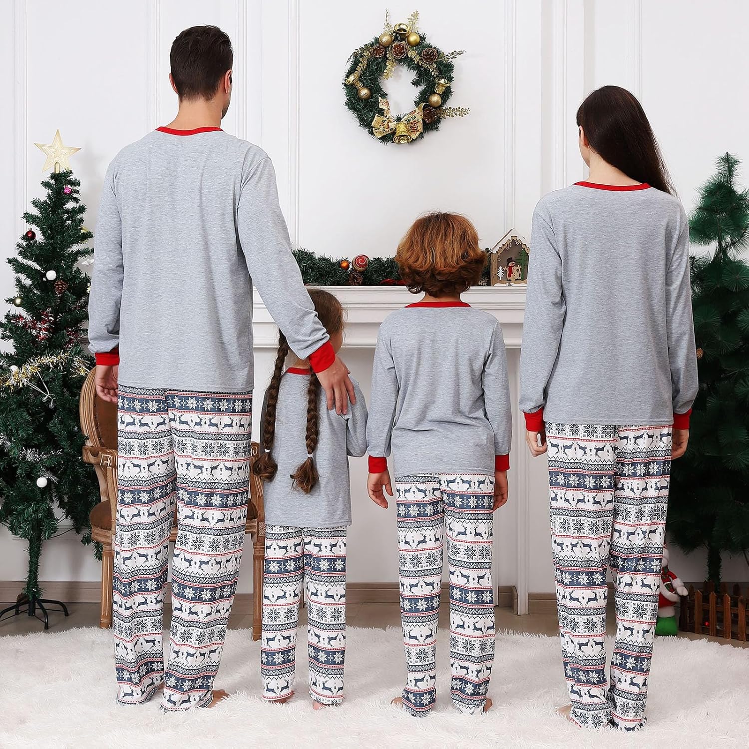 VNVNE Family Christmas Pjs Matching Sets for Women/Men/Couples/Adults, Holiday Xmas Reindeer Elf Plaid Pajamas Sleepwear - Image 5