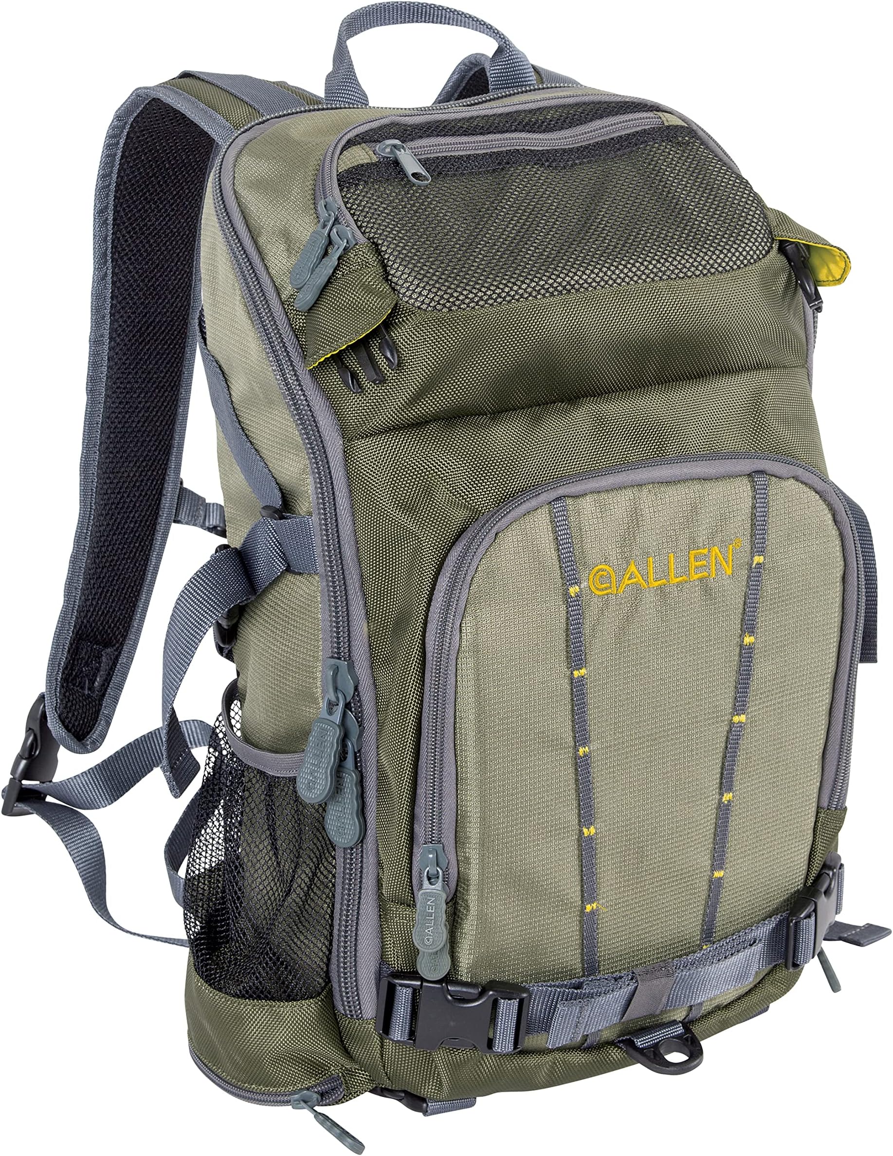 Allen Company Fly Fishing Pack - Convertible Fishing Backpack to Sling Pack, Fits Multiple Fly/Tackle Boxes, Fold‑Down Workstation, Adjustable Straps – Olive Green