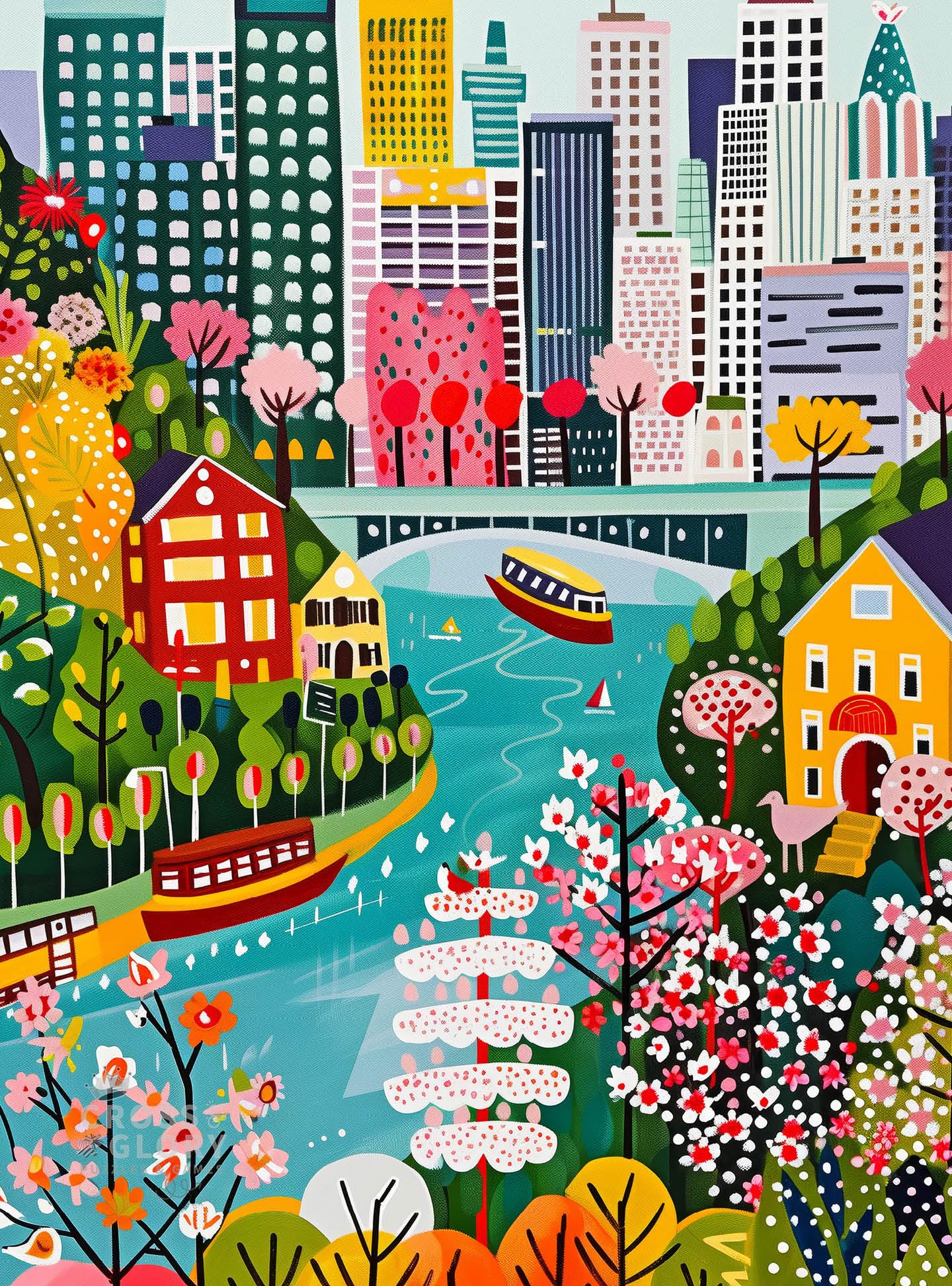 Cross & Glory – Vancouver Under Open Skies – 1000 Piece Jigsaw Puzzle for Adults | Modern Folk Art Vancouver City Scene | Minimalist, Colorful Travel Puzzle