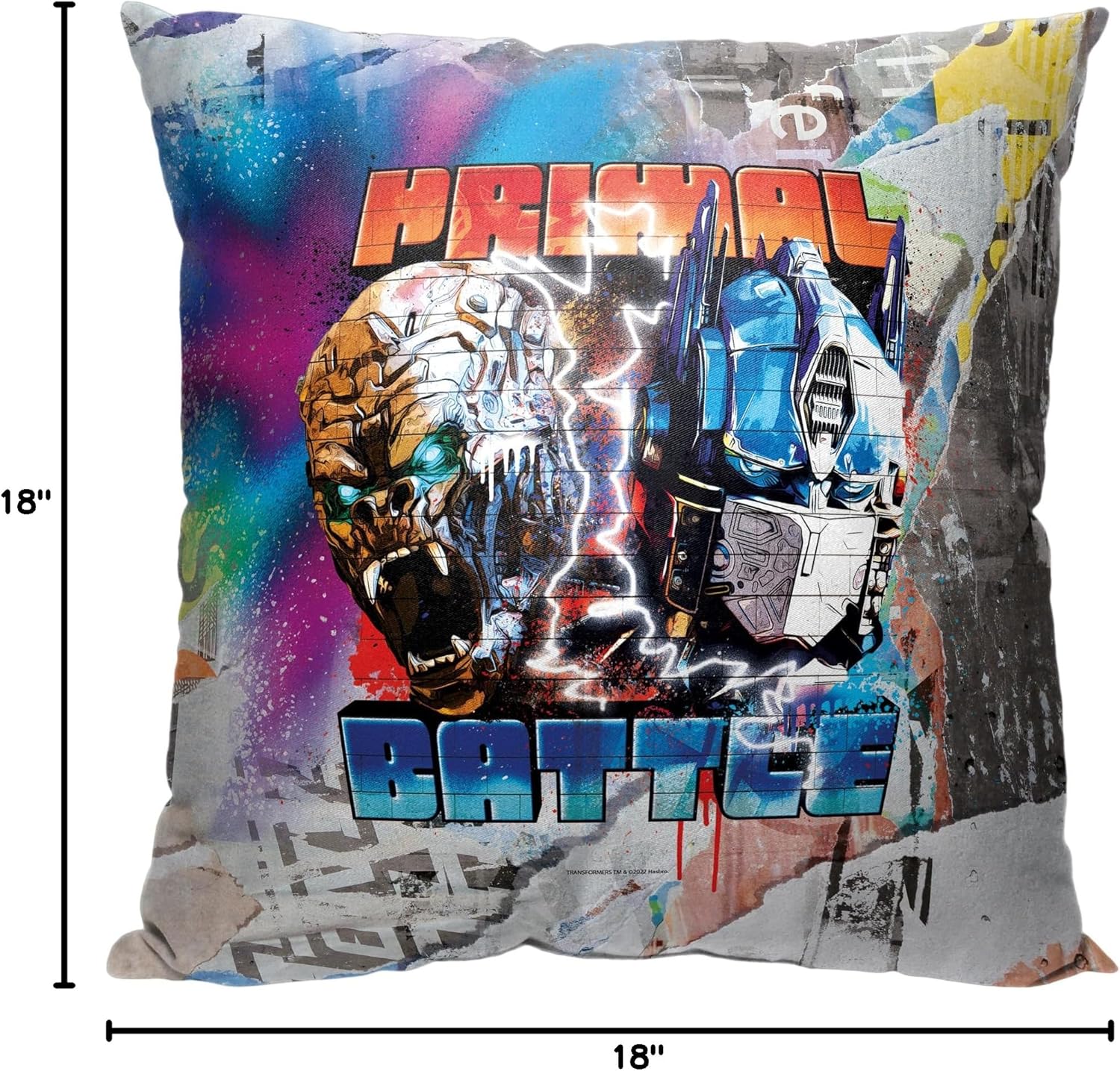 Northwest Transformers Pillow, 18" x 18", Primal Battle