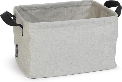 Brabantia - Panier à Linge Pliable - Multi-fonctionnelle Stockage - Se Plie à Plat - Revêtement Résistant à L'eau - Transport Facile - Poignées Souples - Gros Volume - Gris - 35 L