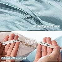 Vista 186 de MooMee Juego de funda de edredón 100% algodón lavado con textura tipo lino, transpirable, duradero, suave y cómodo