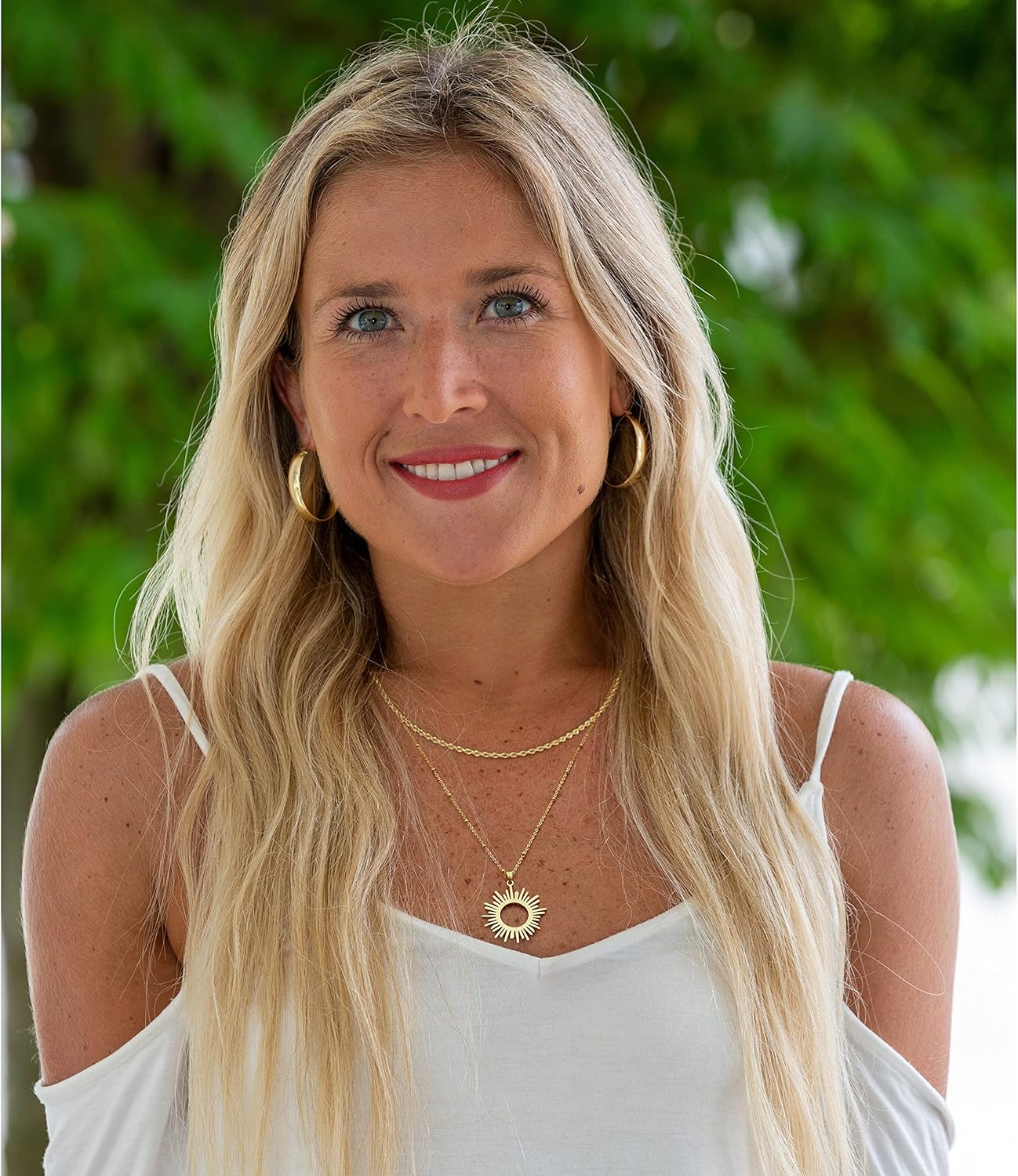 CANEVINKA 18K Gold Plate Coin Pendant Necklace for Women Dainty Compass Sunflower Necklaces Personalized Chain Layered Jewelry - Image 2