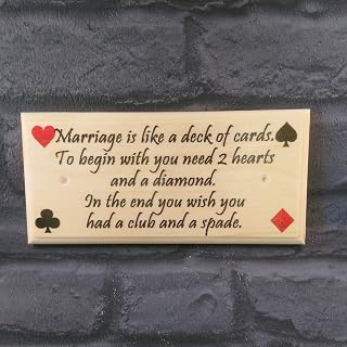 Marriage Is Like A Deck Of Cards Sign, Funny Marriage Plaque, Wedding Gifts, Wooden Anniversary Gifts