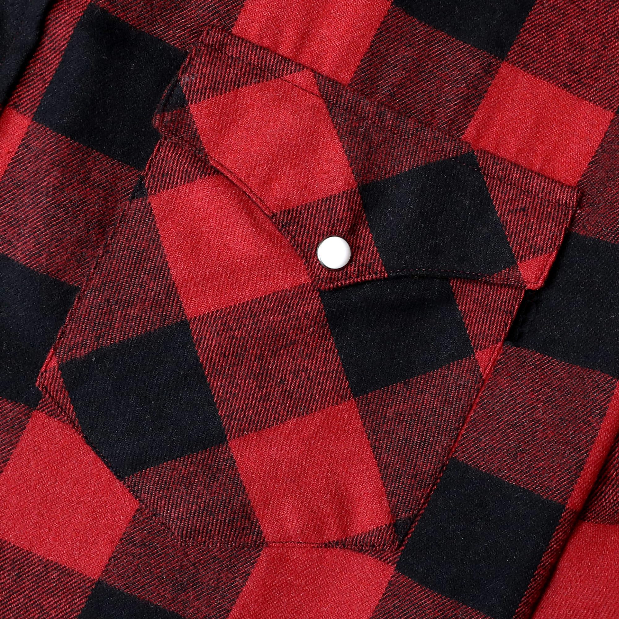 Dubinik® Camicia Flanella Uomo Invernale Camicia Uomo Flanella Cotone Western Cowboy con Bottone Automatico Vintage Quadri