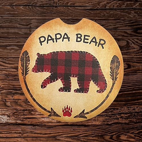 Miniatura 5 de Papa Bear - Posavasos para automóvil, piedra absorbente con osos a cuadros, protectores para papás, juego de 2 posavasos