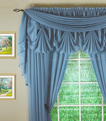 Vista 397 de Today's Curtain - Cortina Emelia de gasa original, panel de 84 pulgadas, negro, 60 pulgadas de ancho x 84 pulgadas de largo