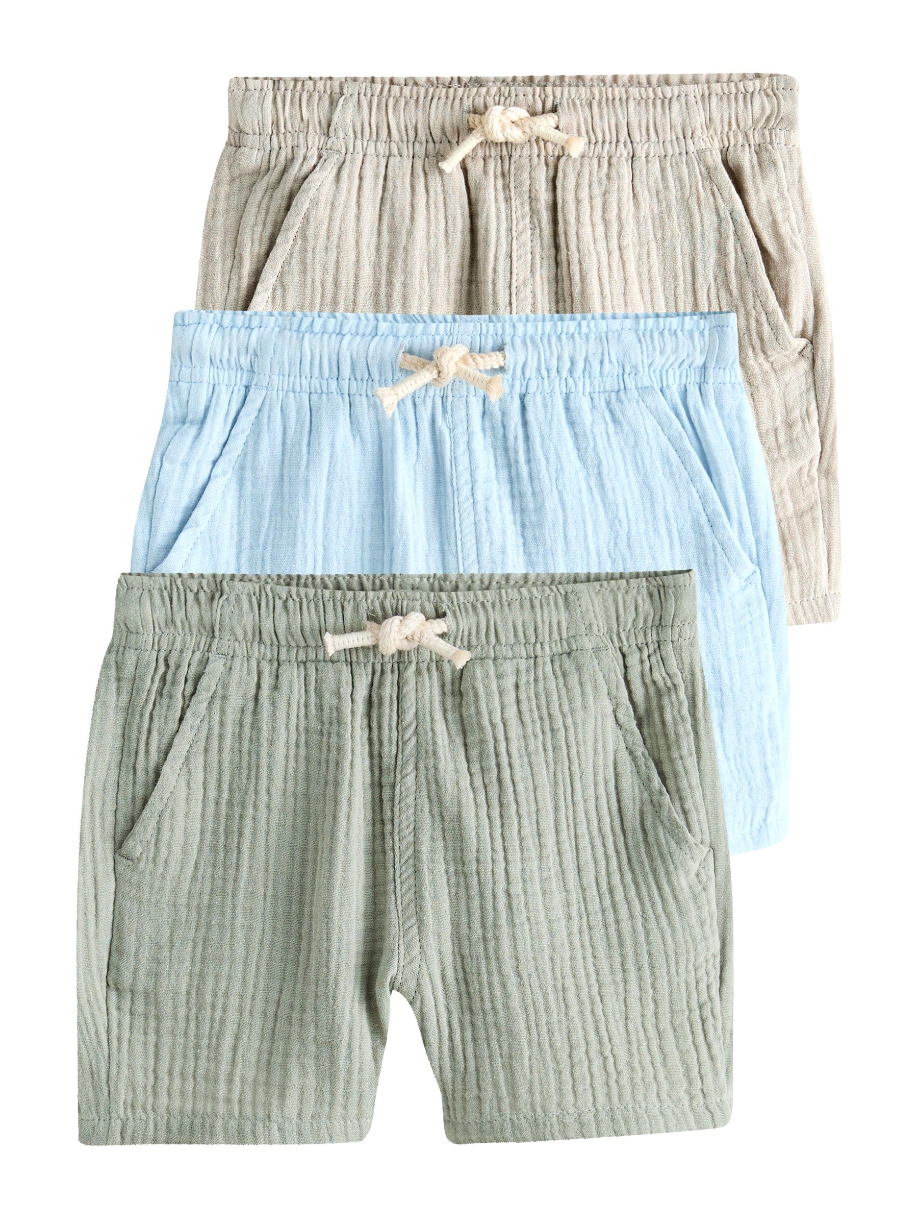 NEXT Niños Pack de 3 Pantalones Cortos sin Cierre de Textura Suave