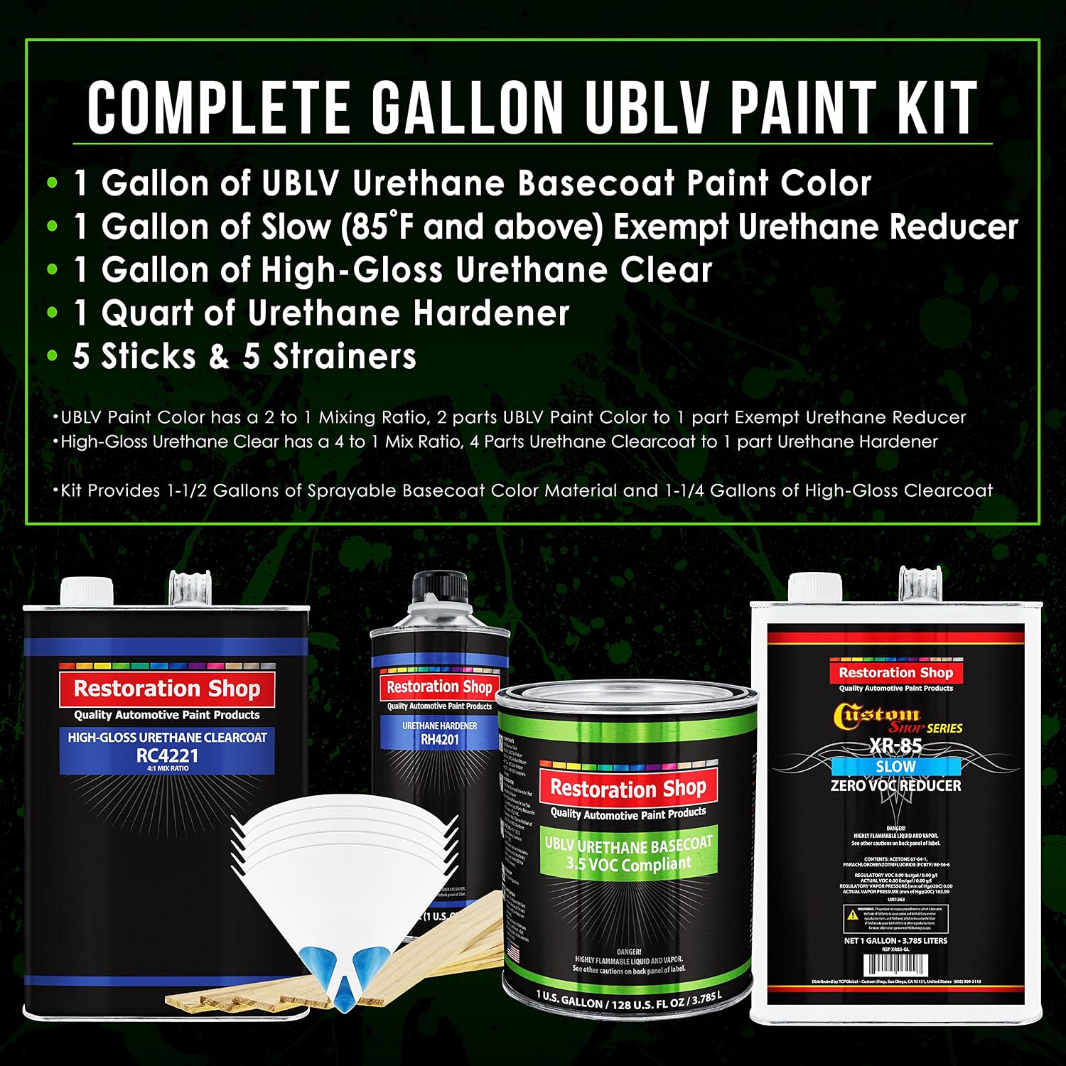 Restoration Shop - Firethorn Red Pearl Low VOC Urethane Basecoat with Clearcoat Auto Paint - Complete Slow Gallon Paint Kit - Professional High Gloss Automotive, Car, Truck Refinish Coating