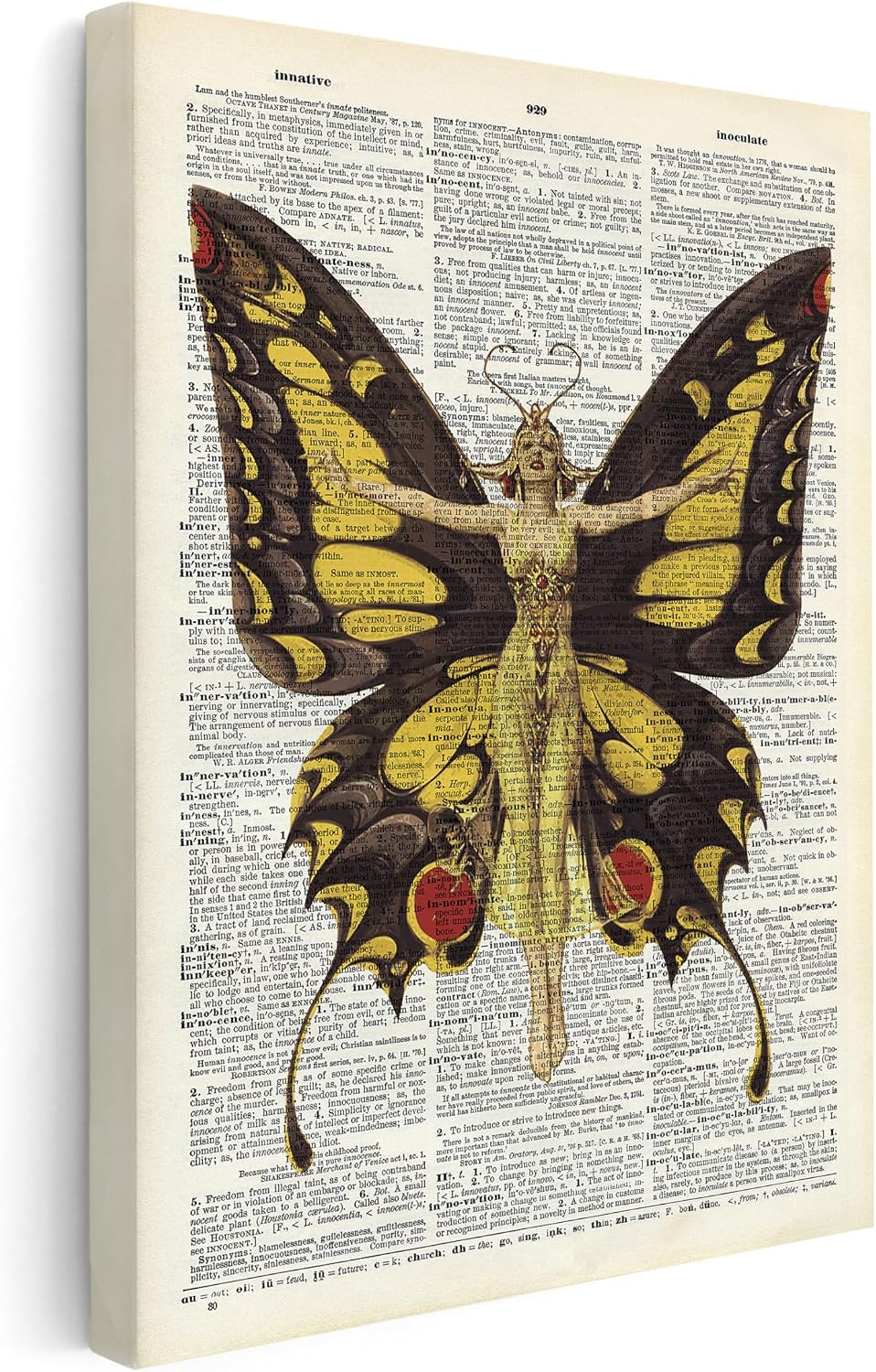 Poster Master Dictionary Art Canvas - Butterfly Fairy Print - Gift for Her, Women - Butterfly Art - Gothic Decoration for Living Room, Bedroom, Office - 8x10 STRETCHED Canvas