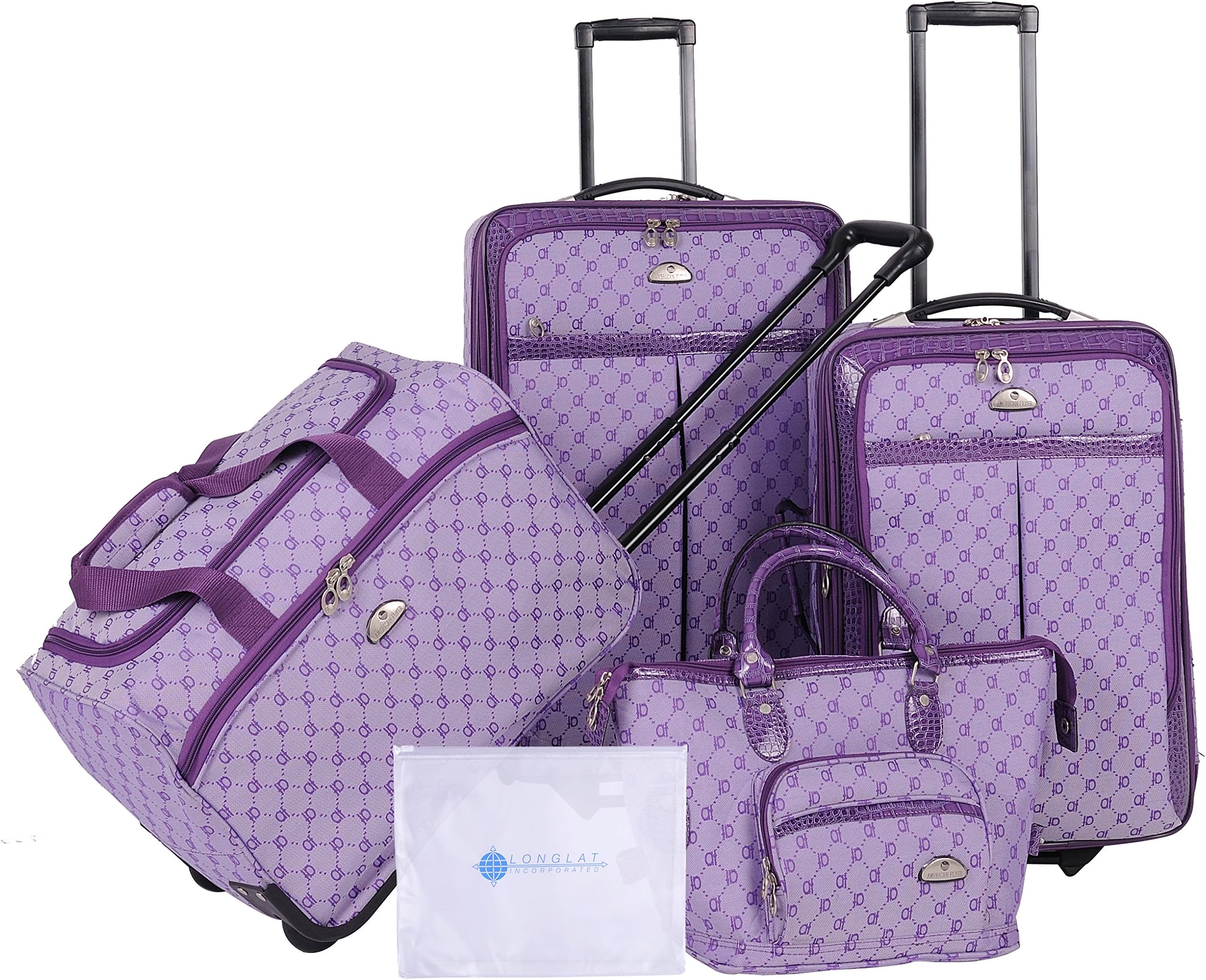 American Flyer Clair 5-Piece Luggage Set, Light Purple, One Size