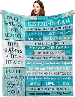 Sister in Law Gifts Blanket 60"x50", Best Sister in Law Birthday/Wedding Gifts Throw