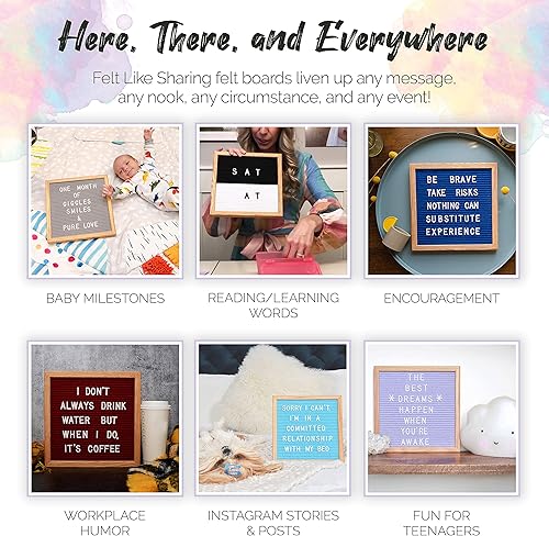 Miniatura 30 de Letrero de fieltro negro y letras blancas de 10 x 10 pulgadas Este letrero personalizable incluye 300 letras de plástico y marco de roble., Negro