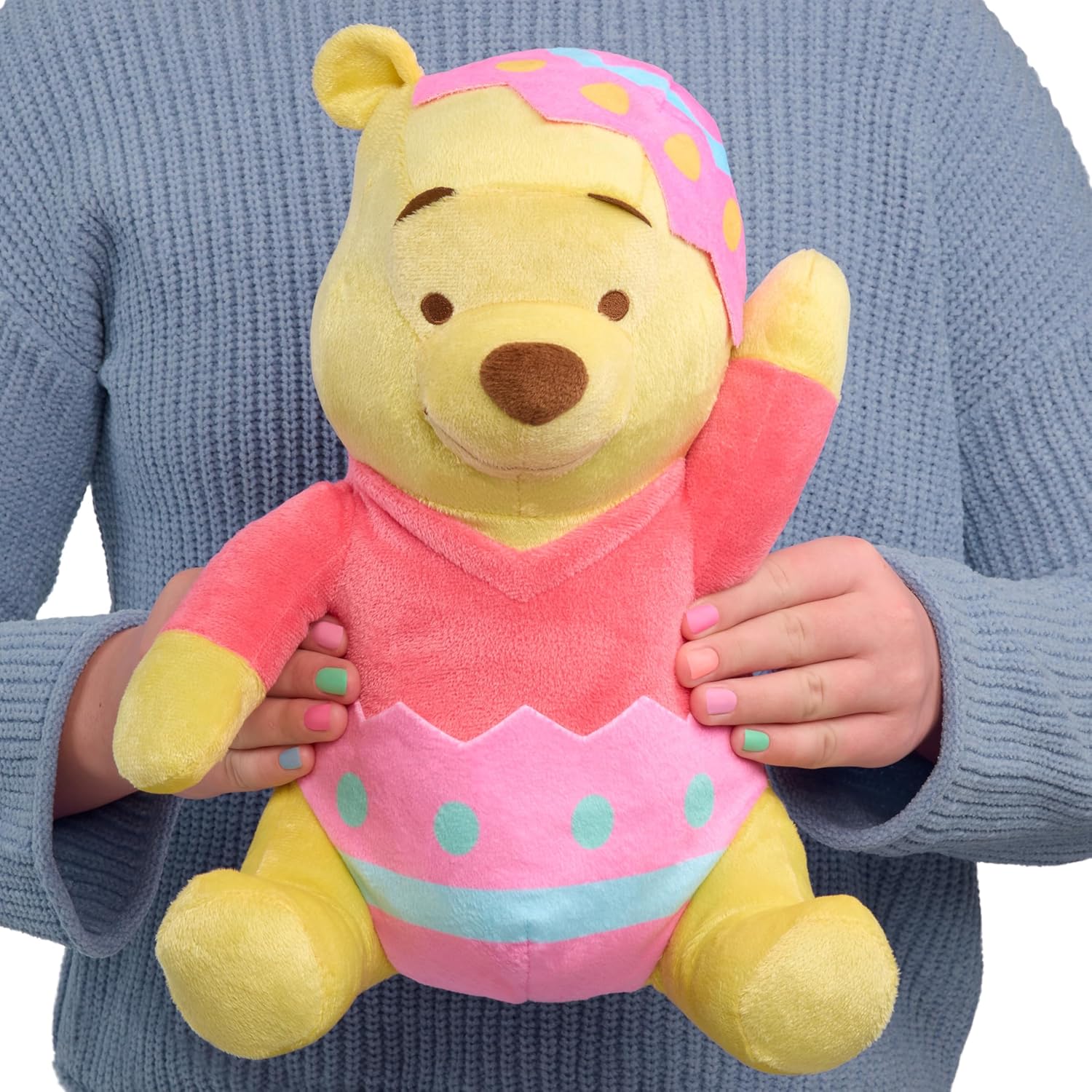 Disney Winnie the Pooh Easter Large Plush – 10.5" Soft Stuffed Toy in Decorated Egg Outfit with Embroidered Details, Cute Spring & Easter Basket Gift for Kids Ages 2+