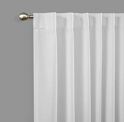Miniatura 2 de Cortinas traslúcidas blancas más gruesas de 96 pulgadas de largo, bolsillo sólido para barra, pestañas traseras, cortinas para sala de