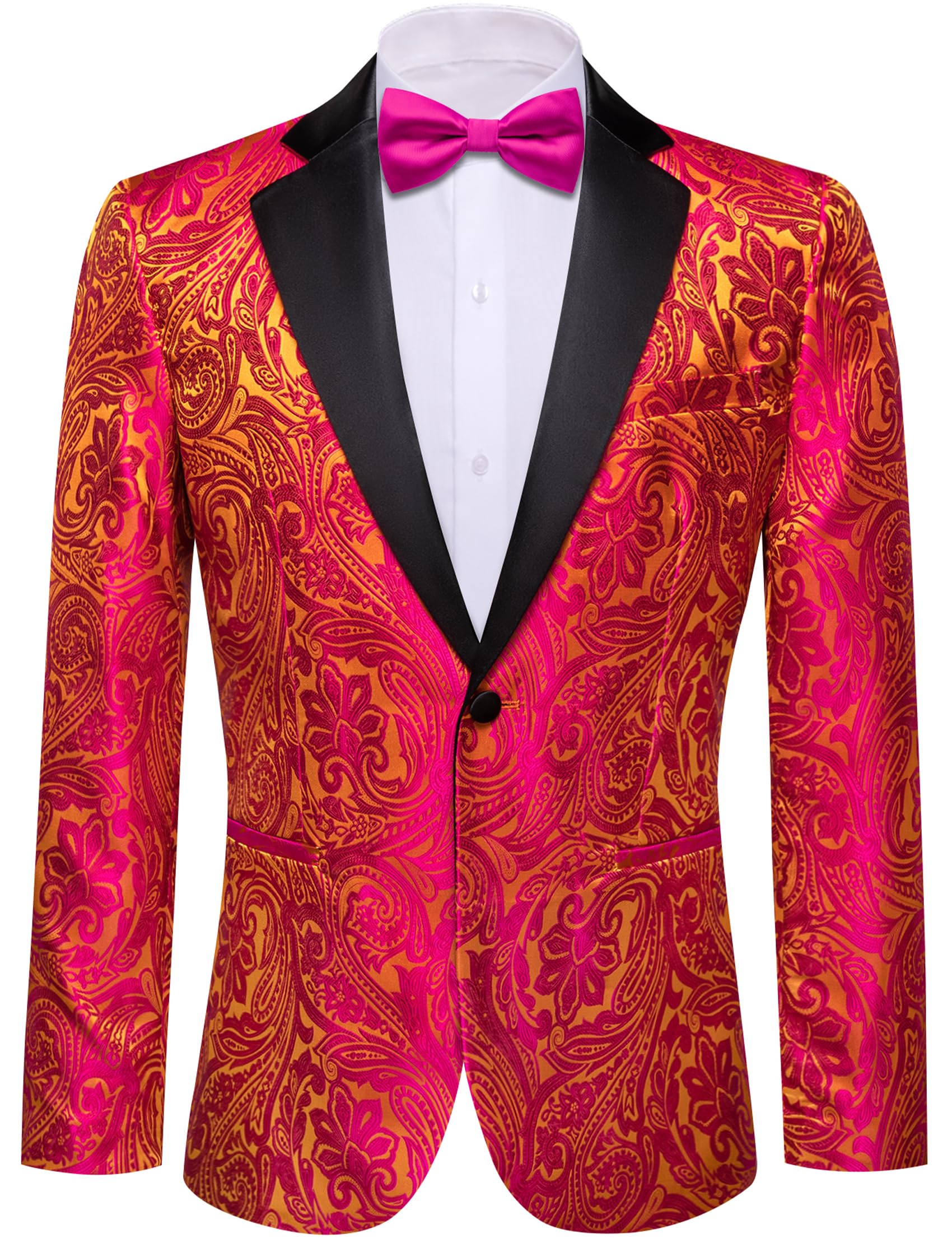 Barry. Wang Men's Sport Coats &amp; Blazers Flower Suit Jacket 1 Button Paisley Tuxedo Mardi Gras Carnival Parade Gift