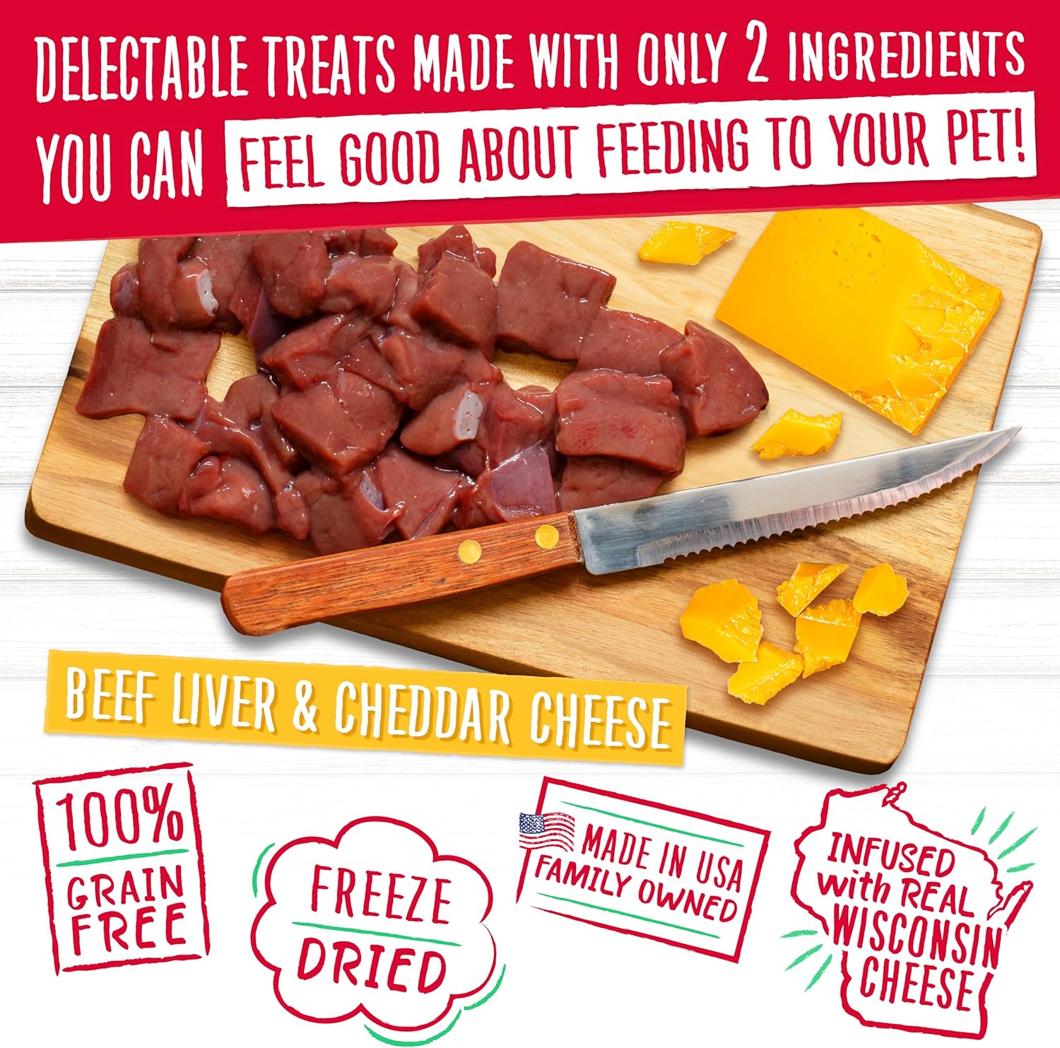 Charlee Bear Grain Free Meaty Bites Freeze Dried Dog Treats with Probiotics, Puppy Training Snacks, Soft Dog Bites Beef Liver with Cheddar Cheese, 2.25 oz Bags (2), Made USA