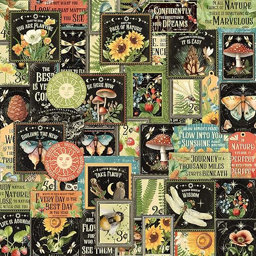 Cottagecore Stickers Vintage Nature - Vinilo impermeable de hongos botánicos y girasoles para adultos | Decoración de planificador de diario |