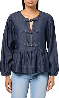 Women's Long Sleeve Chambray Popover Denim Top