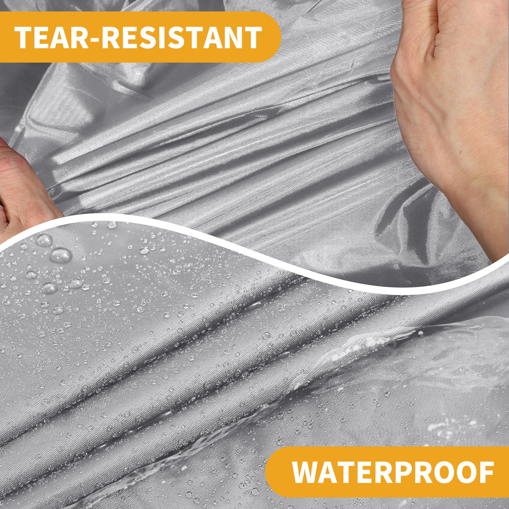 Partuto Waterproof All-Weather Universal Car Cover with Right Side Zipper 190T-PU Silver Tone Fits for Sedan 177 - — view 7