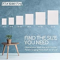 Vista 4 de FIXSMITH Tableros de lienzo para pintar de 8x10 pulgadas, paquete súper valor de 24 lienzos para pintura, paneles de lienzo en blanco, 100% algodón