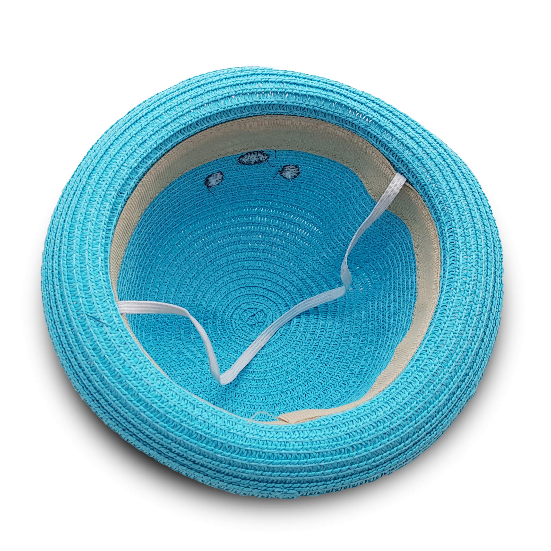 VRITRAZ Kids Summer Fashion Straw Unisex Bucket Cap, Suitable For 3-12 Years Hat (Blue) - Image 5 thumbnail