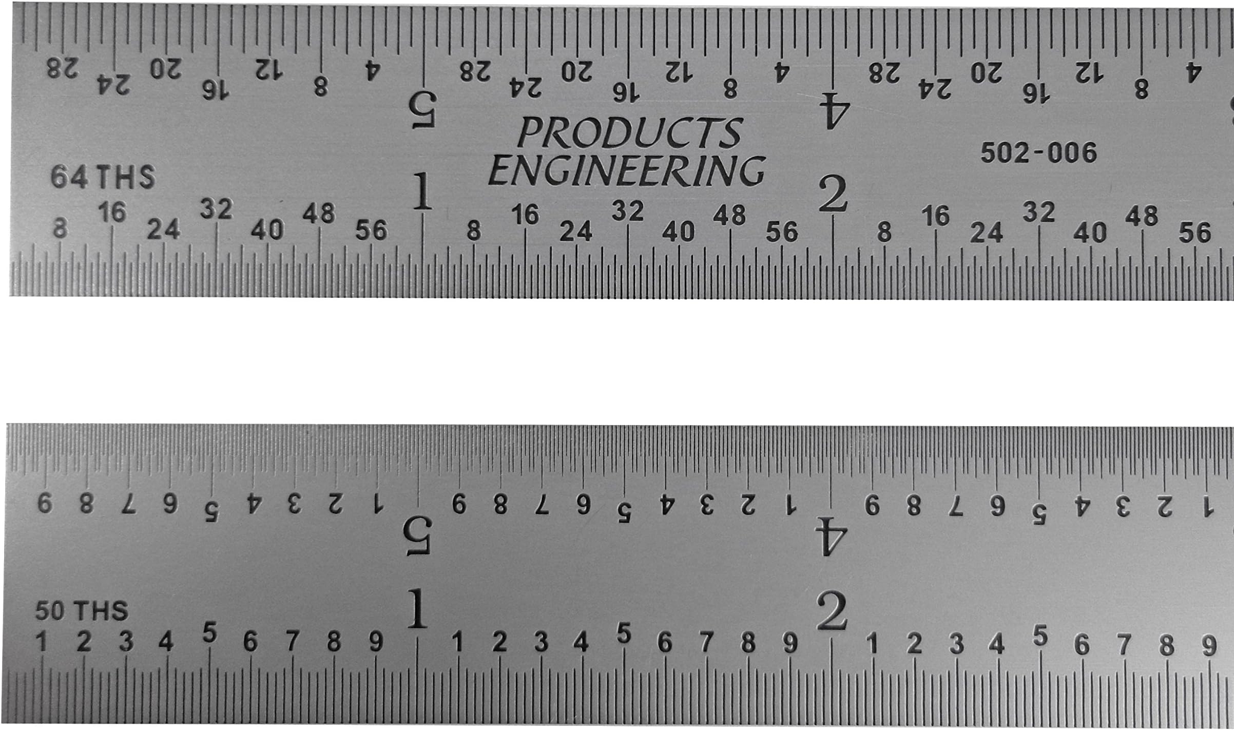 PEC Tools 162-006 6" 16R USA Rigid Steel Rule, reads 32nds, 64ths, 50ths, 100ths.