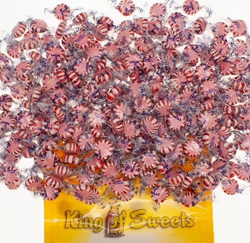 Quality Candy Spi-C-Mints  2 libras  Dulces envueltos individualmente  Rayas de menta  Centro de canela rosa  Caramelo de cine  Dulces de Halloween