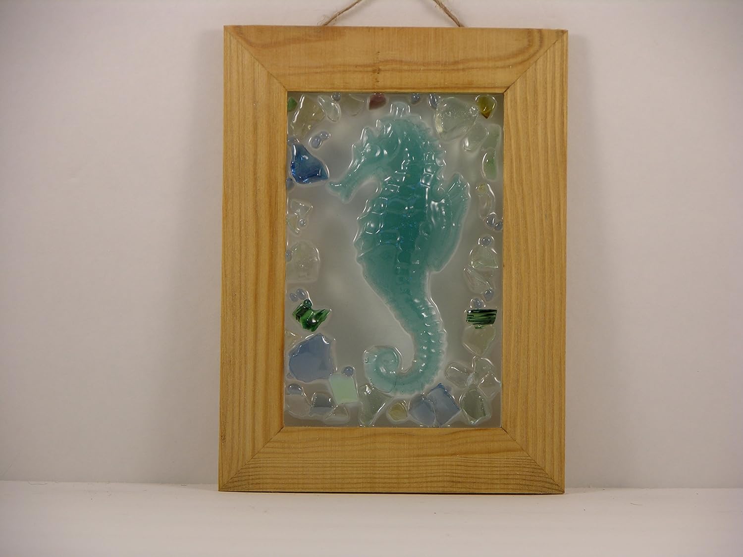 Seahorse beach & Sea glass framed art Handmade Products