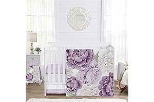 Sweet Jojo Designs Lavender Purple Boho Shabby Chic Floral Girl Baby Crib Bedding Set