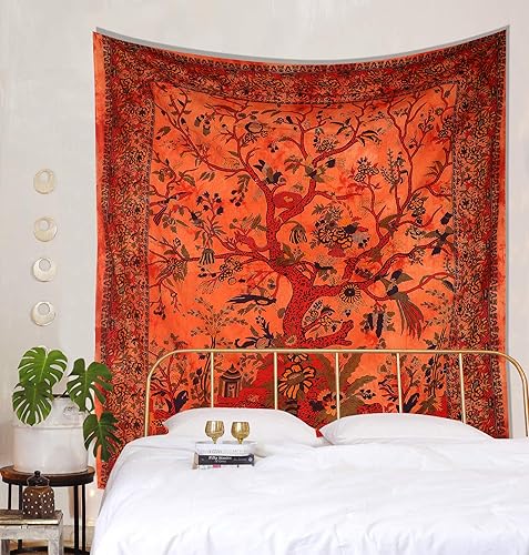 Miniatura 2 de The Art Box - Tapiz del árbol de la vida para colgar en la pared, psicodélico, hecho de algodón indio, se puede usar como colcha, manta para pícnic,