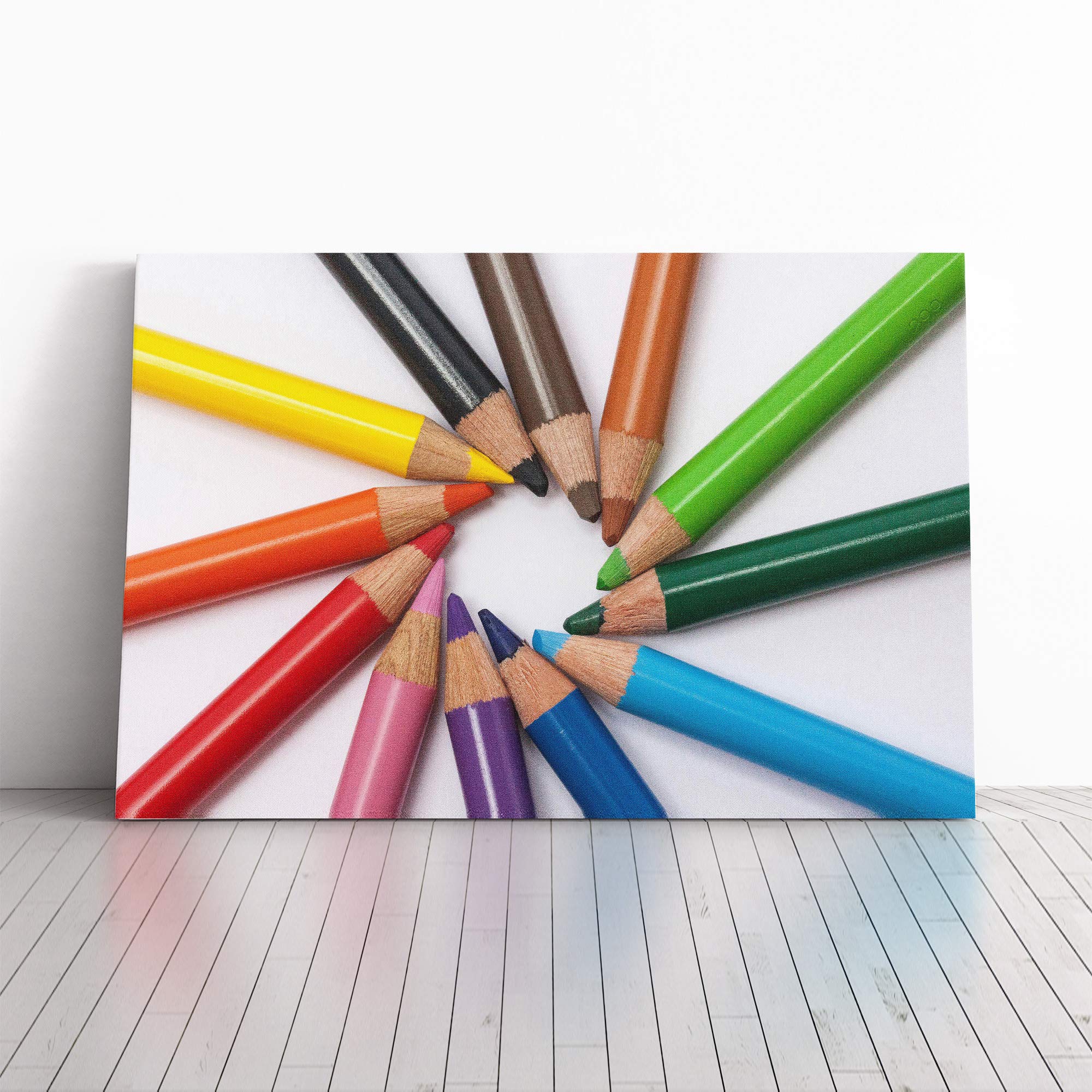 Pencil Crayons (2) Canvas Print | Gallery Wrapped 30mm Frame Wall Art | 30x20 inches | Ready to Hang | Contemporary Picture | Living Room Bedroom Lounge Office