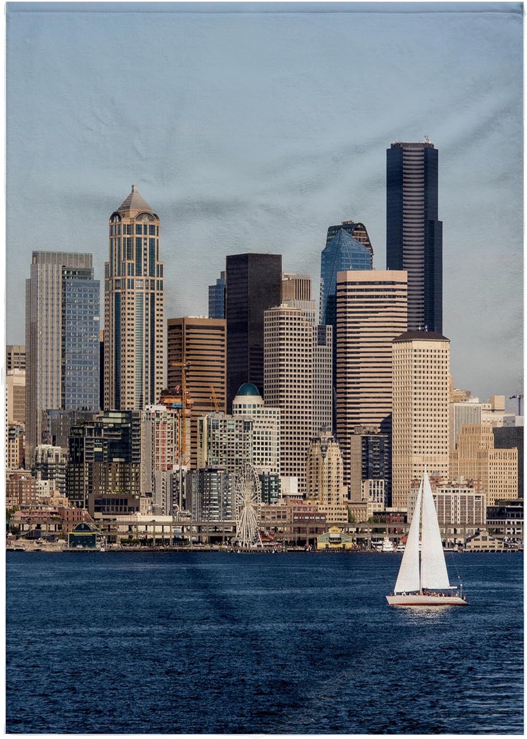 3dRose Washington State, Seattle. Puget Sound, Downtown and Waterfront. 22x30 Bath Hand Pool Towel