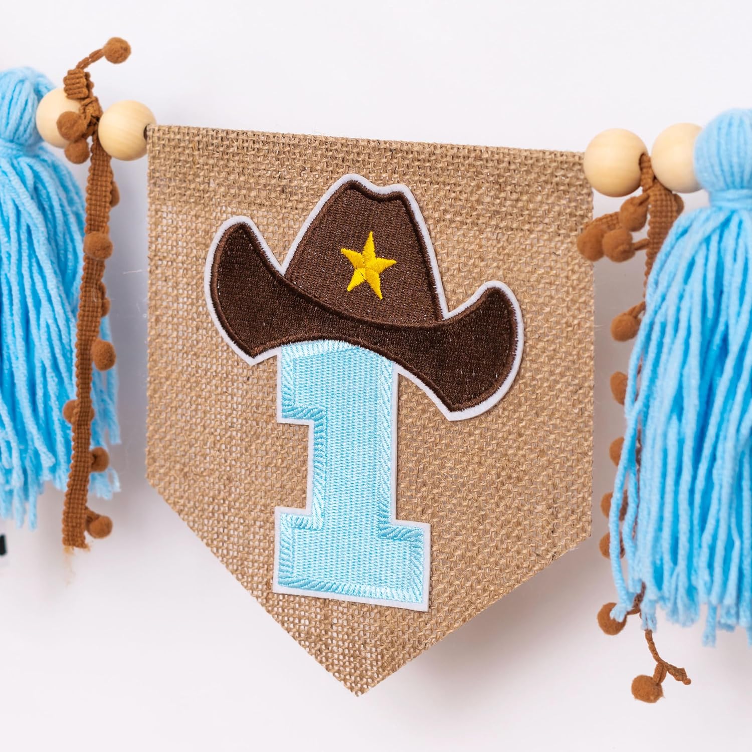 Cowboy High Chair Banner - Rodeo 1st Birthday Tassel Highchair Banner,Western Farm Themed Photo Prop Smash Cake For Boys