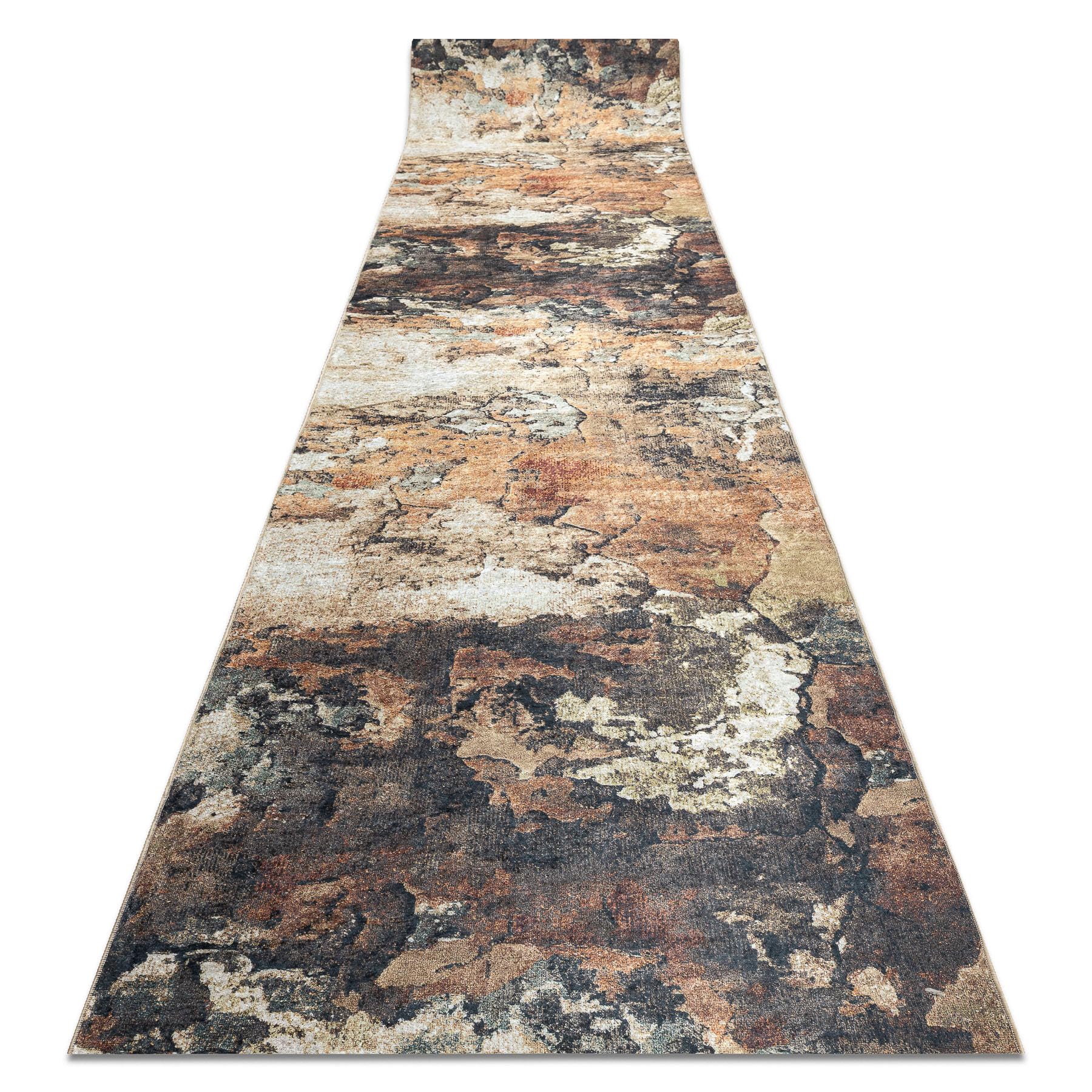 rugsx Tapis Antidérapant Lotus Abstract 52910 Beige - Lavable - 120x280 cm - Tapis de Couloir Antiglisse pour Cuisine et Entrée