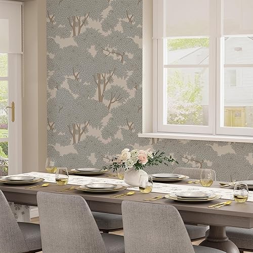 Miniatura 19 de Mural de hongos para despegar y pegar, papel tapiz bohemio negro, vinilo impermeable para baño y dormitorio (negro, 17.7 x 118.11 pulgadas) Negro