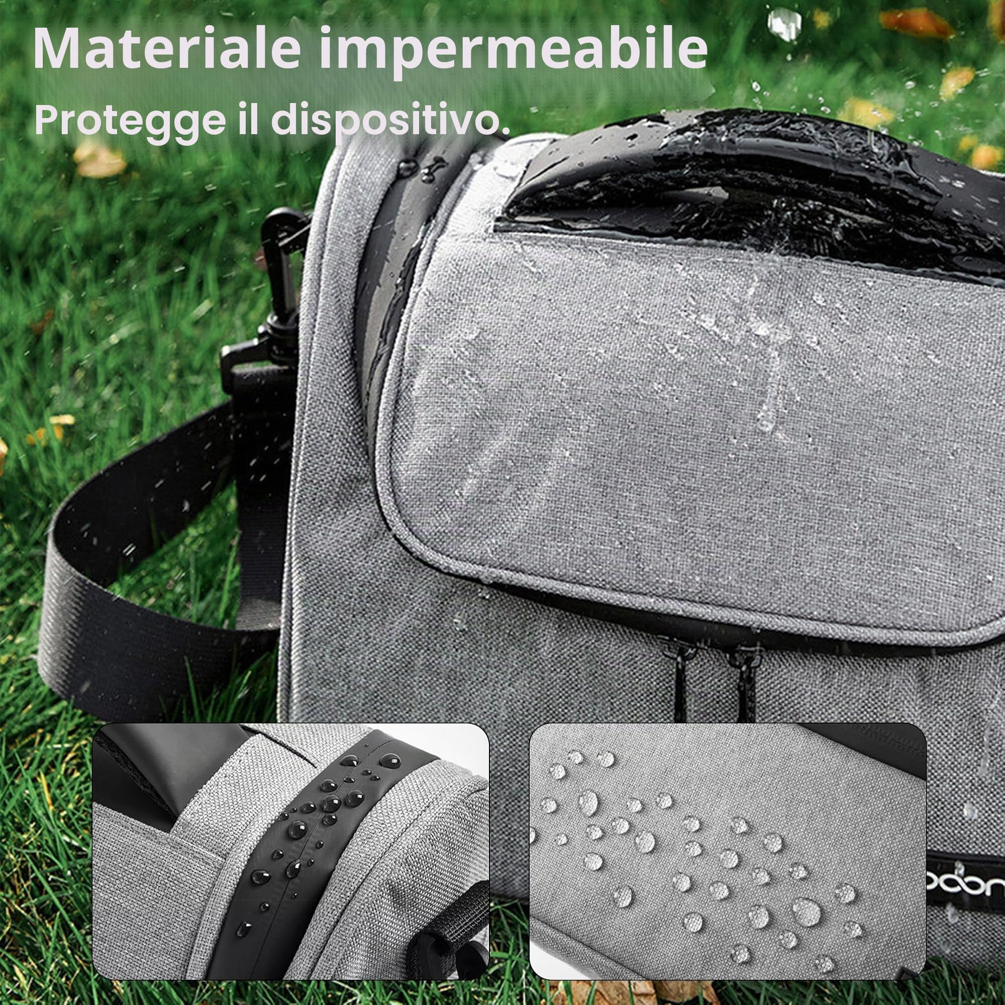 Borsa Fotografica Impermeabile Professionale per Fotocamere SLR/DSLR, Piccola Borsa a Tracolla con Custodia Protettiva Compatibile con Canon EOS 2000D, Sony Alpha 7 III, Nikon (Nero, Medio)