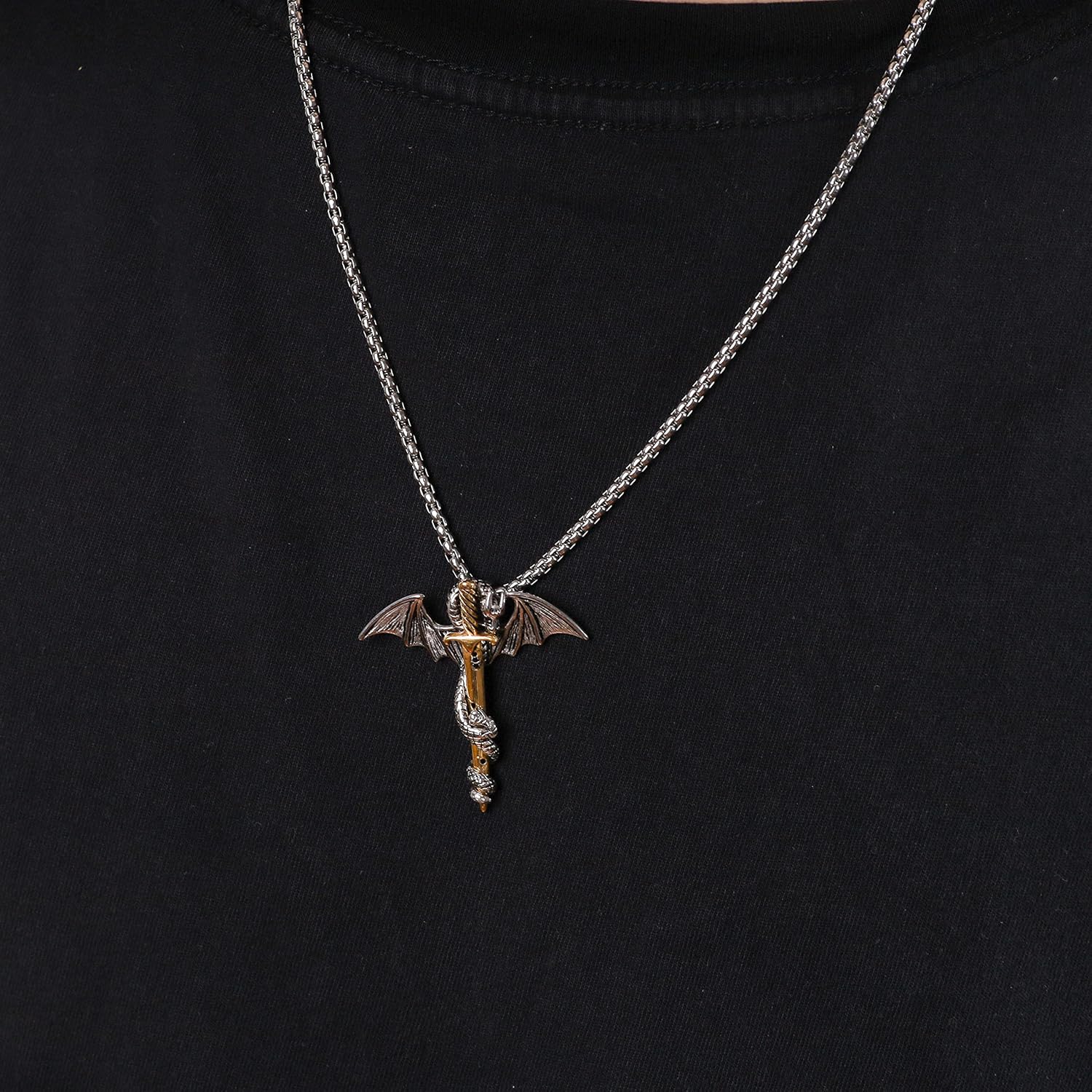 HAQUIL Dragon Sword Pendant Necklace, Stainless Steel, Unisex, Gothic, Men, Punk Enthusiasts, Retro Style Lovers - Image 7