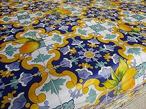 Round Tablecloth in Plastic 100% Waterproof Majolica Design .. Made in Italy ..New 2023!!!! (Round x160)