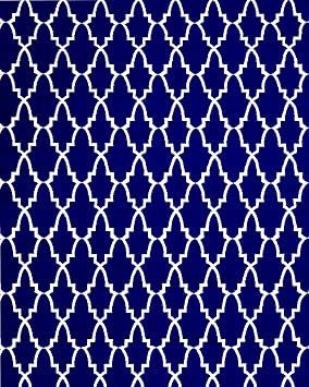 Mad Mats Geometric Outdoor Rug, Reversible Plastic Mat 5 x 8, Casa Blanca - Blue/White
