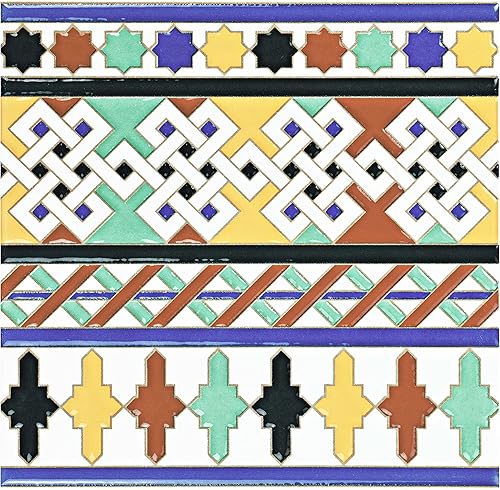 somertile wessvgdc Giralda Taifa cenefa cerámica pared frontera baldosas, 7.88" x 7.88"